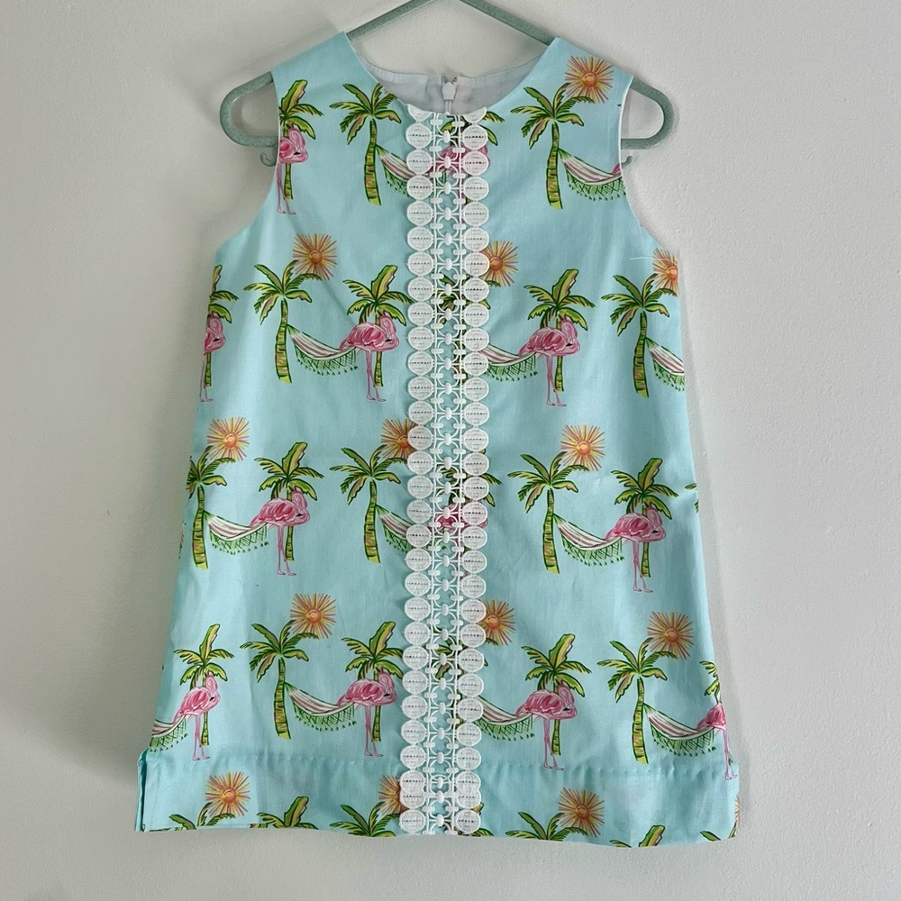 Bailey Bright Blue and Pink Flamingo Dress